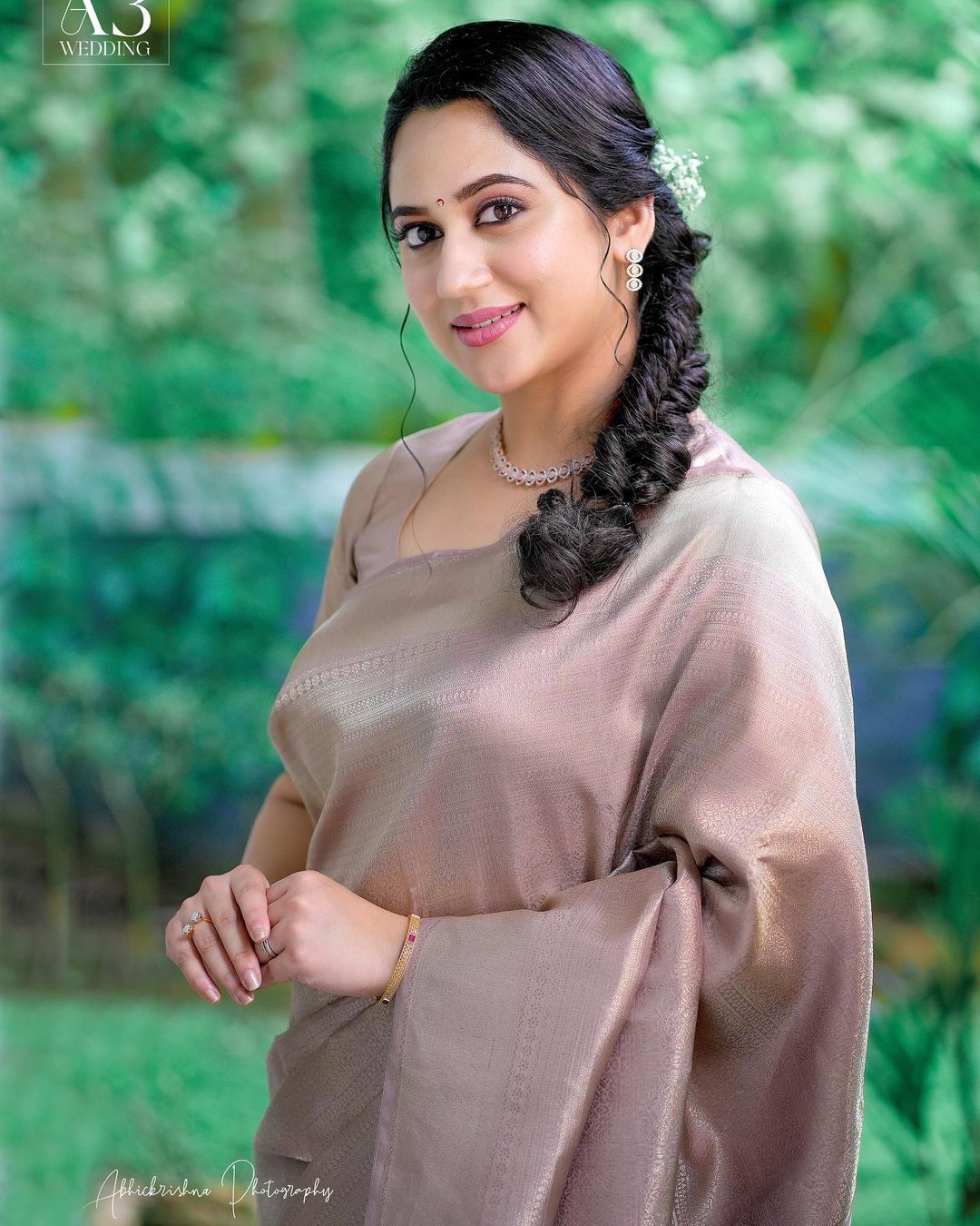 malayalam actress miya george stills in grey color saree